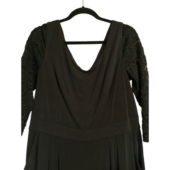 Jessica Howard Women Lace Sleeve V-Neck Wide Leg Jersey Jumpsuit SZ 16 Black - Picture 7 of 10